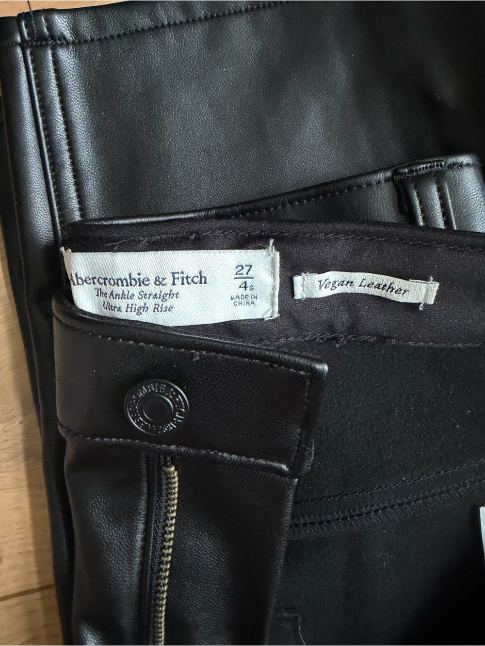 Abercrombie & Fitch Black Faux Vegan Leather Straight Leg Pants